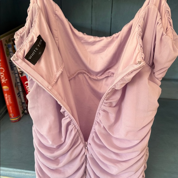 Ruched Bodycon Spaghetti Strap Dress in Light Mauve - Picture 5 of 5